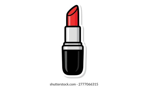 Open red lipstick in black tube