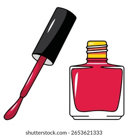 Abrir a beleza de esmalte de unha vermelha isolada ilustração do vetor no fundo branco