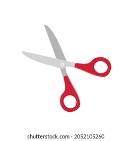 Open red scissor isolated on white background. Vector stock