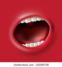 open red screaming mouth background