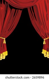 Abrir cortinas de teatro vermelhas