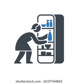 Icono abierto de la navegación del refrigerador aislado en el fondo blanco