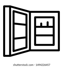 Open refrigerator door icon. outline Open refrigerator door vector icon for web design isolated on white background
