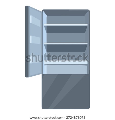 Open refrigerator showing empty shelves, ideal for showcasing food and beverage products