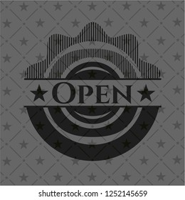 Open retro style black emblem