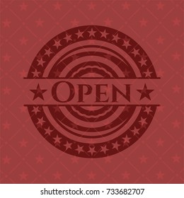 Open retro style red emblem