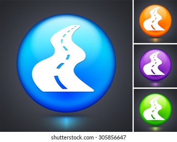 Open Road on Blue Round Button