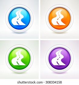 Open Road on Colorful Round Buttons
