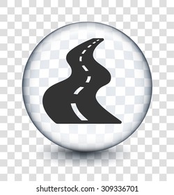 Open Road on Transparent Round Button