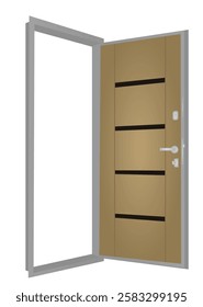 Open room door. vector illustration