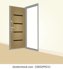 Open room door. vector illustration