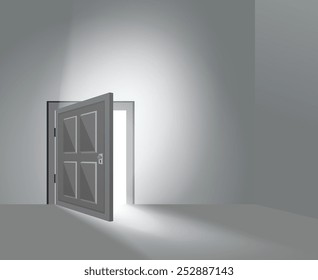 Open room inside home door with spotlight shadow on floor vector illustration