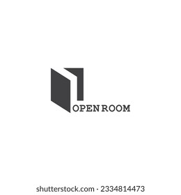 open room window 3d flat simple geometric logo vector 