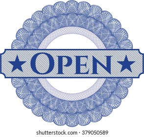 Open rosette or money style emblem