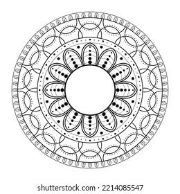 Open round frame with geometric pattern. Circular ornament.