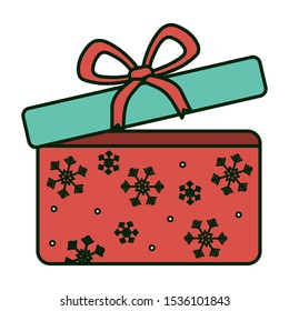 open round gift box celebration merry christmas vector illustration
