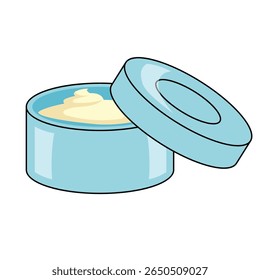 Open round jar of skin care cream top view isolated on white background, realistic vector illustration. Skincare product. Template for design.