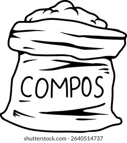 Open Sack of Compost Illustration