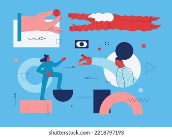 Open safe with dollar banknotes, coins in secure deposit box. Business people investing money on bank account. Cash protection, savings in moneybox. Financial saving insurance concept. Vector design