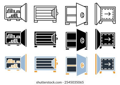 Colección de icono de seguridad abierta sobre fondo blanco