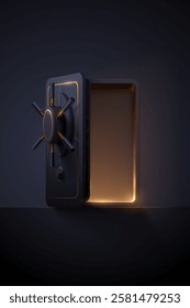 Open safe with light effect