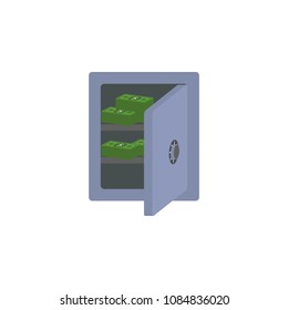 open safe with money colored icon. Element of bankings for mobile concept and web apps. Detailed open safe with money colored icon can be used for web and mobile on white background