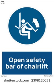 Open safety bar of chairlift signs symbols standard iso 7010