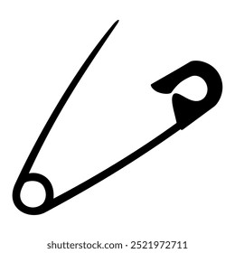 Open safety pin icon silhouette. Vector image