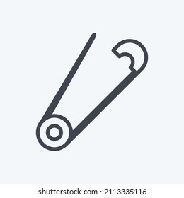Open Safety Pin Icon in trendy line style isolated on soft blue background