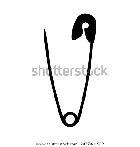 Open safety pin silhouette isolated on white background. Safety pin icon vector illustration design.