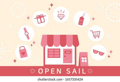 Open Sale Gift Shop Illustration