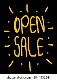 open sale label typography for sign