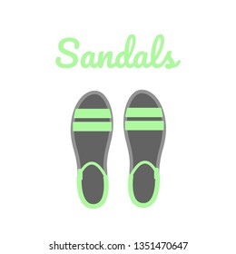 Open sandals top view. Women's casual shoes. Open summer shoes. Vector illustration