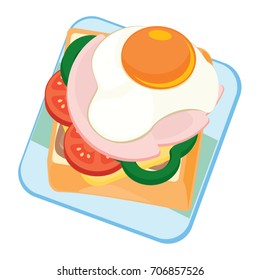 Open Sandwich with Egg and Ham