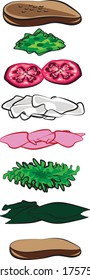 Open Sandwich ingredients vector for food or healthy campaigns