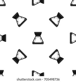 Open scanner pattern repeat seamless in black color for any design. Vector geometric illustration