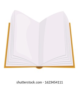 Open school book with brown cover with white papers