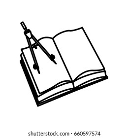 open school book with compass 