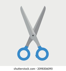 open scissor blue flat design