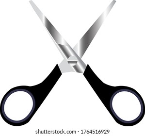 An open scissor with metal chrome effect,isolate over blank,design template ready
