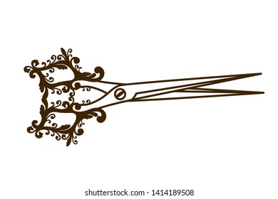 open scissor in white background icon