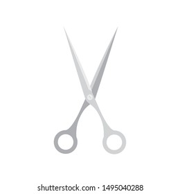 open scissor in white background icon