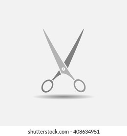 open scissors haircut colored flat icon on white background
