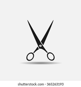 open scissors haircut flat black icon on white background