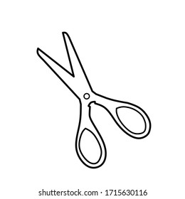 icono de las tijeras abiertas sobre fondo blanco, tijeras silueta de línea o ilustración de icono de contorno - vectorial