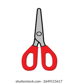 Abrir conjunto de ícones de tesoura. Símbolo de tesoura vermelha. Sinal de ferramenta de corte preenchido preto. Ilustração do contorno do corte.
