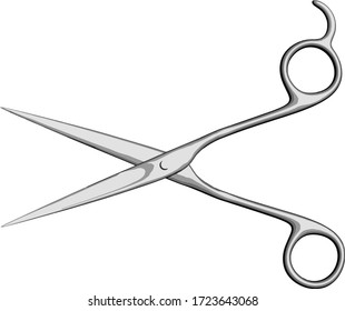 Tijeras abiertas aisladas en blanco - Ilustración vectorial 