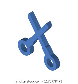 Open scissors isometric left top view 3D icon