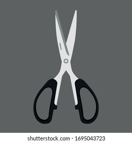 
open scissors on a gray background icon