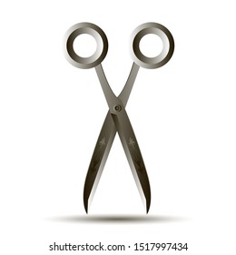 Open scissors on a white background